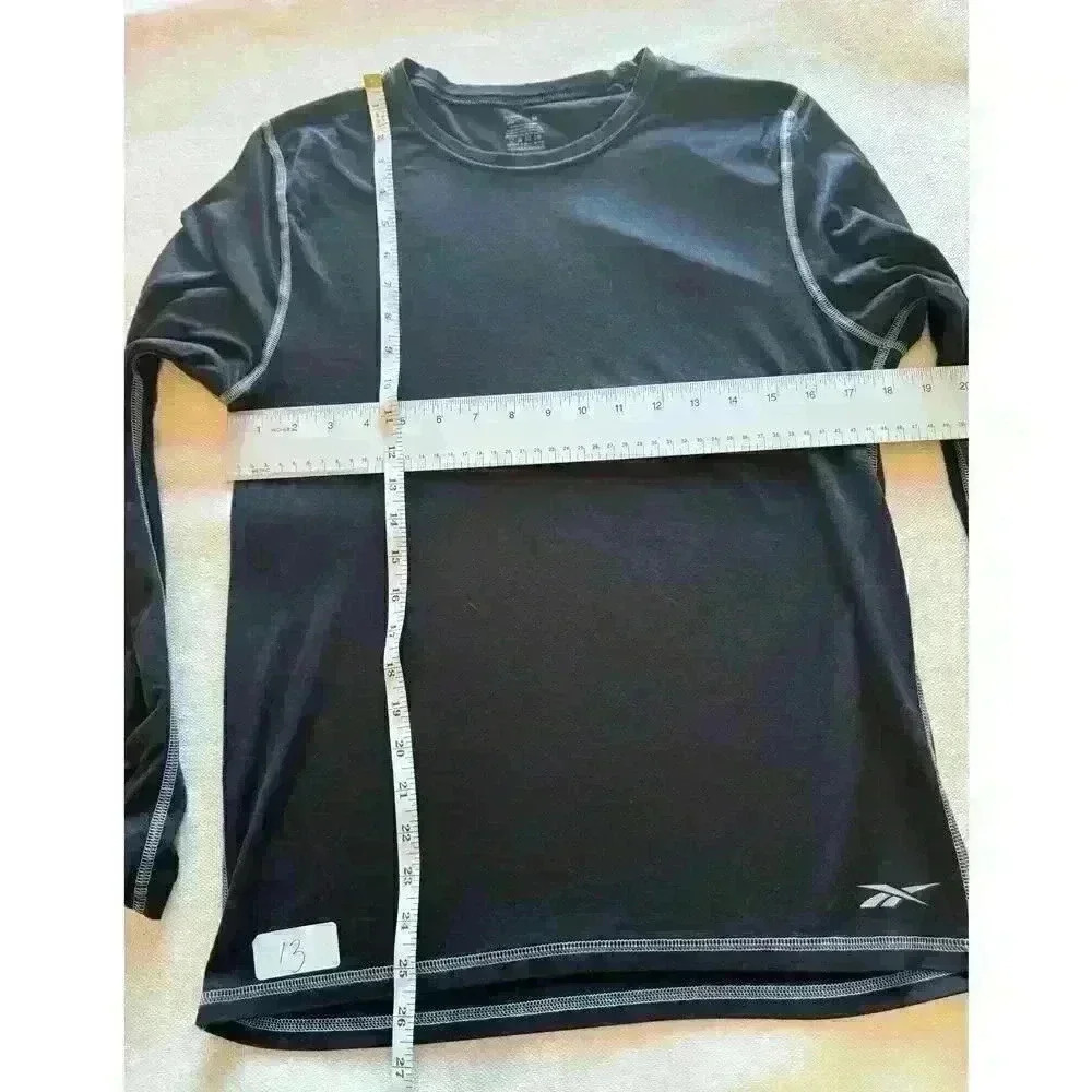 Reebok Men's Performance Long Sleeve Crew Shirt Black Size M Lightweight - Picture 6 of 7